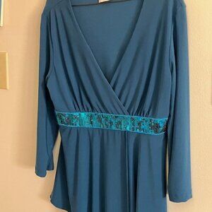 Teal sequined top size small